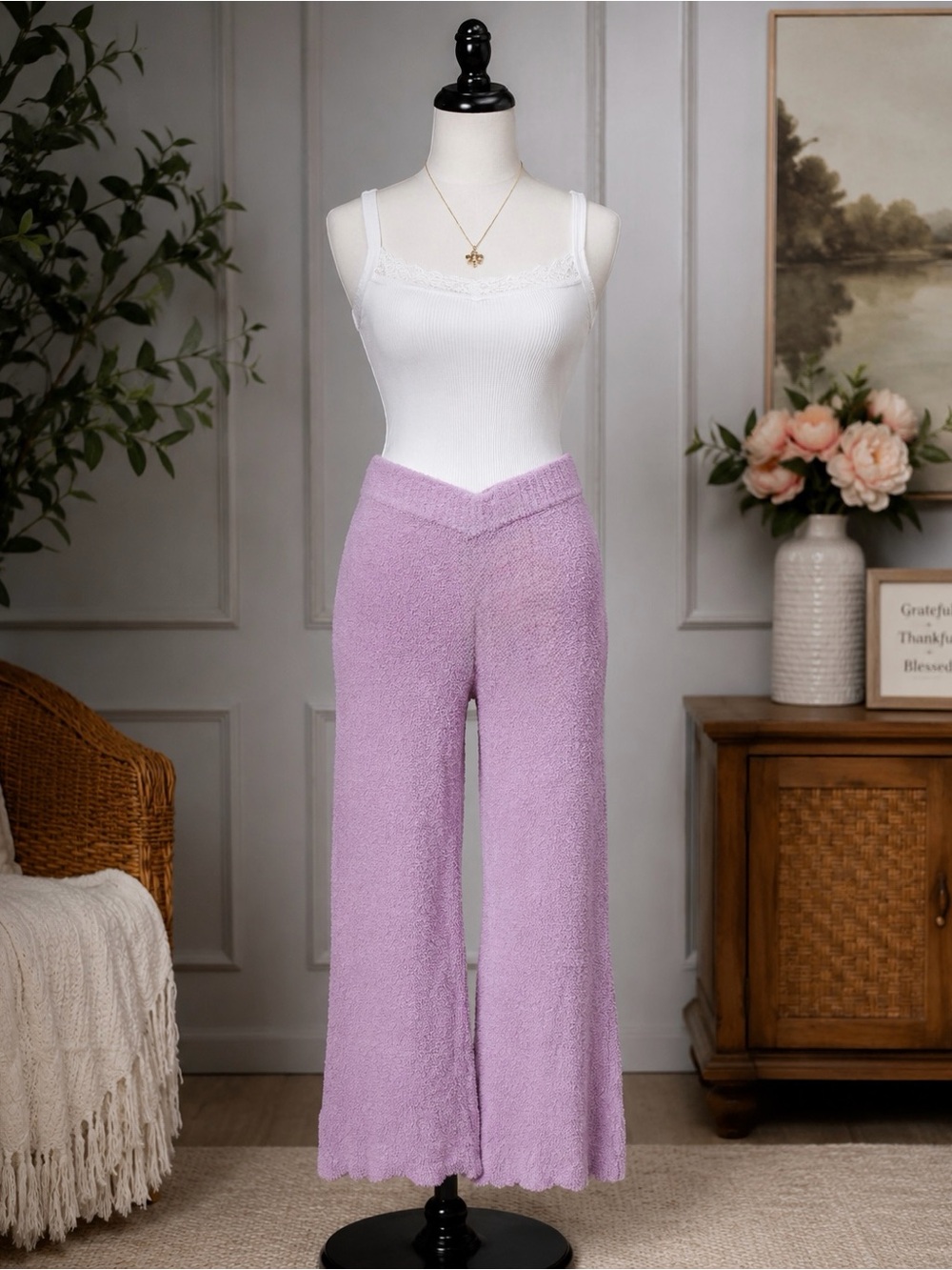 Stars Above Women's Cozy Plush Lounge Pants Pink XS Soft Wide Leg Pajama Pants